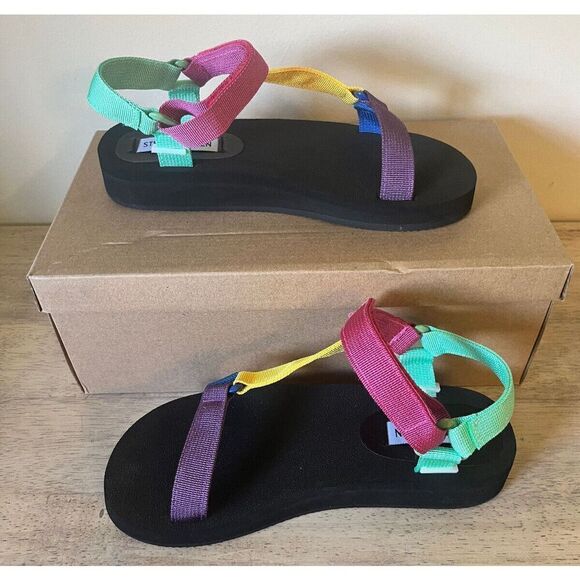 Steve Madden Women's Henley Ankle Strap‎ Flatform Sandals Multi NEW Size 7 - Picture 3 of 6